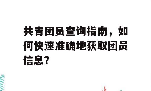 共青团员查询指南，如何快速准确地获取团员信息？