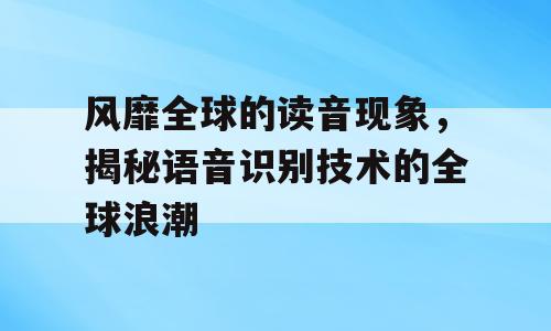 风靡全球的读音现象，揭秘语音识别技术的全球浪潮