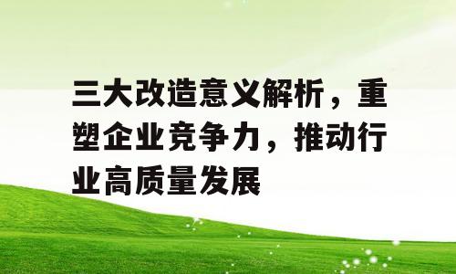 三大改造意义解析，重塑企业竞争力，推动行业高质量发展