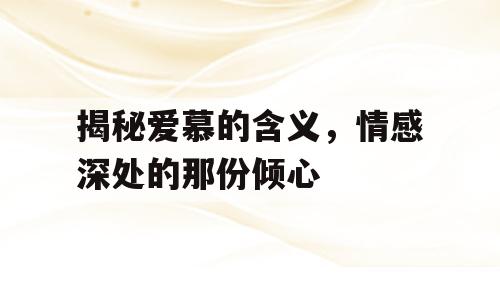 揭秘爱慕的含义，情感深处的那份倾心
