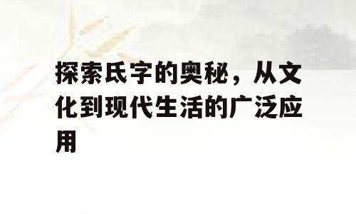 探索氐字的奥秘，从文化到现代生活的广泛应用