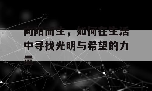 向阳而生，如何在生活中寻找光明与希望的力量
