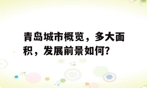 青岛城市概览，多大面积，发展前景如何？