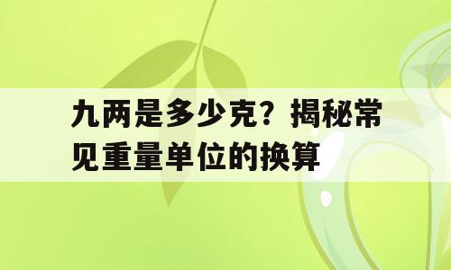 九两是多少克？揭秘常见重量单位的换算