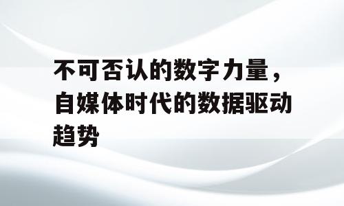 不可否认的数字力量，自媒体时代的数据驱动趋势