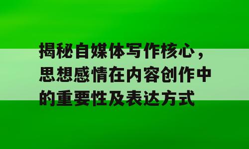 揭秘自媒体写作核心，思想感情在内容创作中的重要性及表达方式