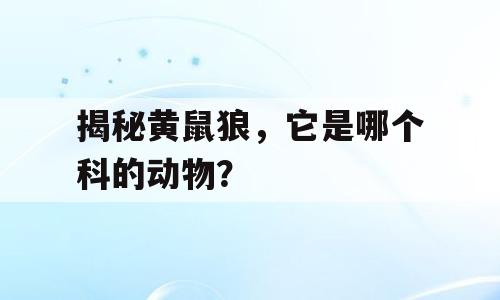 揭秘黄鼠狼，它是哪个科的动物？