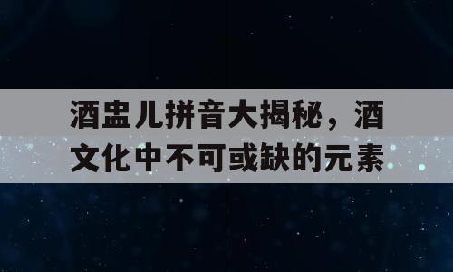 酒盅儿拼音大揭秘，酒文化中不可或缺的元素