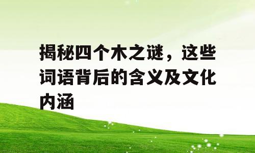 揭秘四个木之谜，这些词语背后的含义及文化内涵