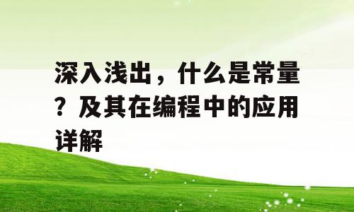 深入浅出，什么是常量？及其在编程中的应用详解