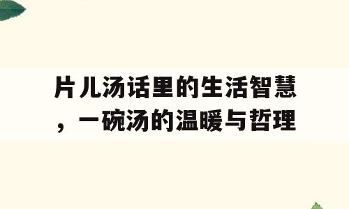 片儿汤话里的生活智慧，一碗汤的温暖与哲理