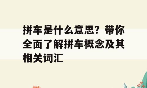 拼车是什么意思？带你全面了解拼车概念及其相关词汇