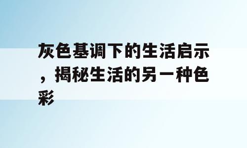 灰色基调下的生活启示，揭秘生活的另一种色彩