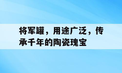 将军罐，用途广泛，传承千年的陶瓷瑰宝