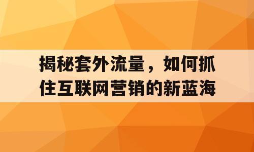 揭秘套外流量，如何抓住互联网营销的新蓝海