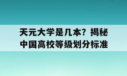 天元大学是几本？揭秘中国高校等级划分标准