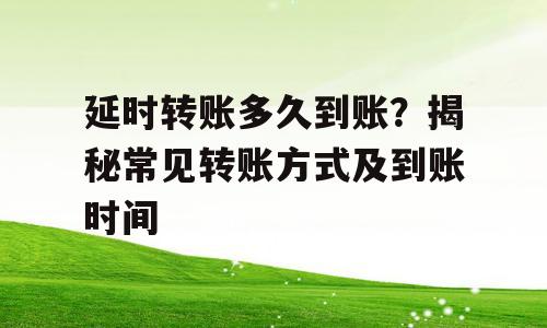 延时转账多久到账？揭秘常见转账方式及到账时间