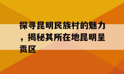 探寻昆明民族村的魅力，揭秘其所在地昆明呈贡区