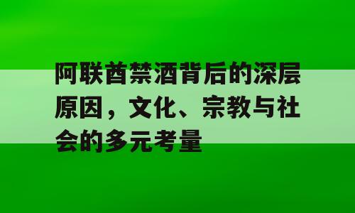 阿联酋禁酒背后的深层原因，文化、宗教与社会的多元考量