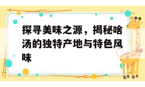 探寻美味之源，揭秘啥汤的独特产地与特色风味