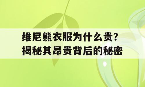 维尼熊衣服为什么贵？揭秘其昂贵背后的秘密