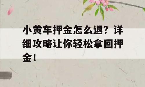 小黄车押金怎么退？详细攻略让你轻松拿回押金！