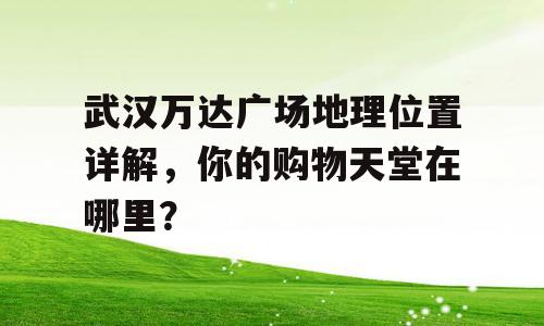 武汉万达广场地理位置详解，你的购物天堂在哪里？