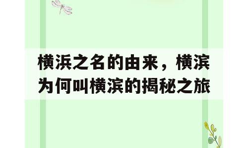 横浜之名的由来，横滨为何叫横滨的揭秘之旅