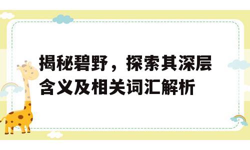 揭秘碧野，探索其深层含义及相关词汇解析