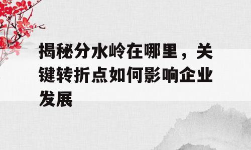 揭秘分水岭在哪里，关键转折点如何影响企业发展