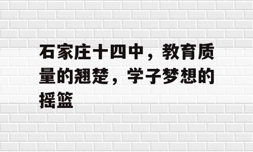 石家庄十四中，教育质量的翘楚，学子梦想的摇篮
