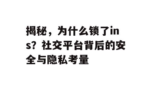 揭秘，为什么锁了ins？社交平台背后的安全与隐私考量