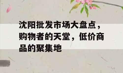 沈阳批发市场大盘点，购物者的天堂，低价商品的聚集地