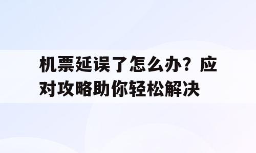 机票延误了怎么办？应对攻略助你轻松解决