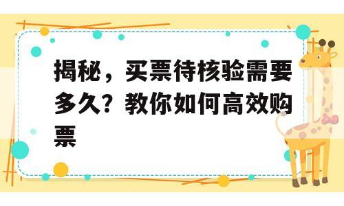 揭秘，买票待核验需要多久？教你如何高效购票