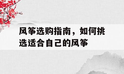 风筝选购指南，如何挑选适合自己的风筝