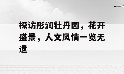 探访彤润牡丹园，花开盛景，人文风情一览无遗