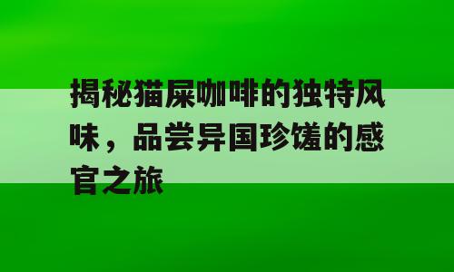揭秘猫屎咖啡的独特风味，品尝异国珍馐的感官之旅