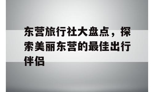 东营旅行社大盘点，探索美丽东营的最佳出行伴侣