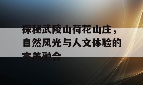 探秘武陵山荷花山庄，自然风光与人文体验的完美融合