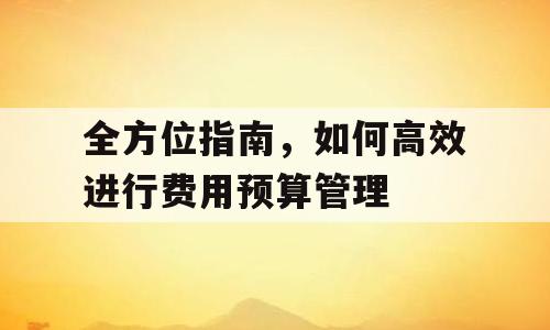 全方位指南，如何高效进行费用预算管理