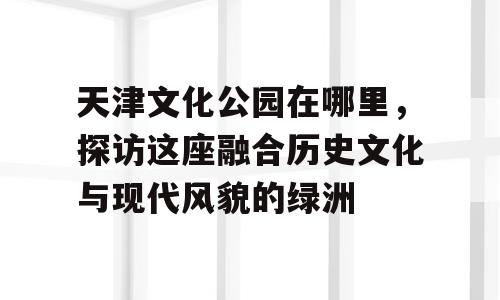 天津文化公园在哪里，探访这座融合历史文化与现代风貌的绿洲