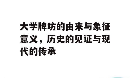大学牌坊的由来与象征意义，历史的见证与现代的传承