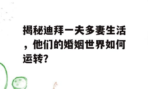 揭秘迪拜一夫多妻生活，他们的婚姻世界如何运转？