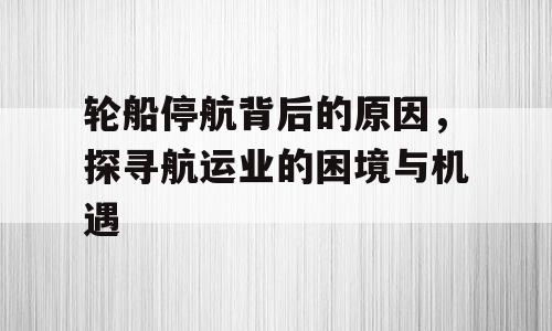 轮船停航背后的原因，探寻航运业的困境与机遇