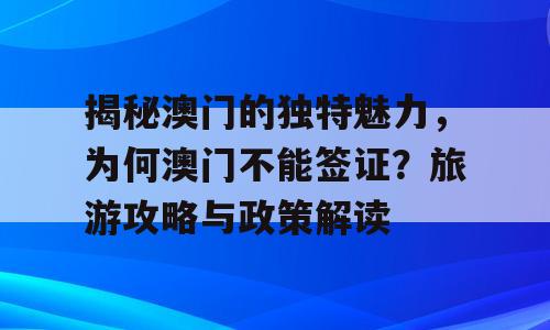 揭秘澳门的独特魅力，为何澳门不能签证？旅游攻略与政策解读