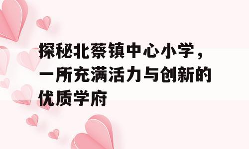 探秘北蔡镇中心小学，一所充满活力与创新的优质学府