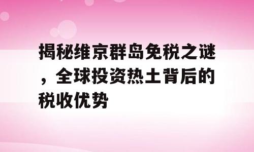 揭秘维京群岛免税之谜，全球投资热土背后的税收优势