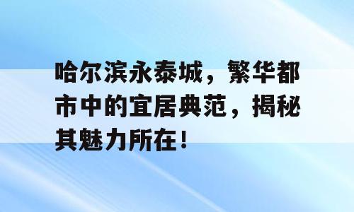 哈尔滨永泰城，繁华都市中的宜居典范，揭秘其魅力所在！