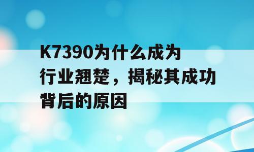 K7390为什么成为行业翘楚，揭秘其成功背后的原因